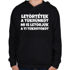 PRINTFASHION LETÖRTÉTEK A TÜKRÜNKÖT - Gyerek kapucnis pulóver - Fekete gyerek pulóver, kardigán
