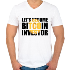 PRINTFASHION Lets-become-bitcoin-investor - Férfi V-nyakú póló - Fehér férfi póló