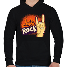 PRINTFASHION lets rock - Férfi kapucnis pulóver - Fekete