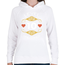 PRINTFASHION Level 10 unlocked - Női kapucnis pulóver - Fehér