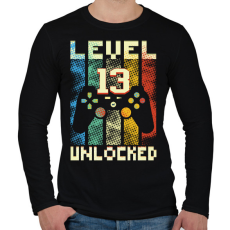 PRINTFASHION Level 13 unlocked születésnapi ajándék - Férfi hosszú ujjú póló - Fekete