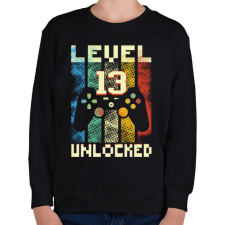 PRINTFASHION Level 13 unlocked születésnapi ajándék - Gyerek pulóver - Fekete gyerek pulóver, kardigán