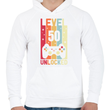 PRINTFASHION Level 50 Unlocked-01 - Férfi kapucnis pulóver - Fehér férfi pulóver, kardigán
