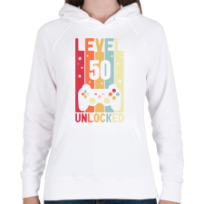 PRINTFASHION Level 50 Unlocked-01 - Női kapucnis pulóver - Fehér női pulóver, kardigán
