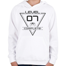 PRINTFASHION level-complete-07-grey - Gyerek kapucnis pulóver - Fehér gyerek pulóver, kardigán