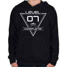 PRINTFASHION level-complete-07-white - Gyerek kapucnis pulóver - Fekete