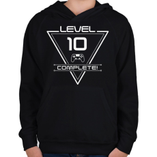 PRINTFASHION level-complete-10-white - Gyerek kapucnis pulóver - Fekete