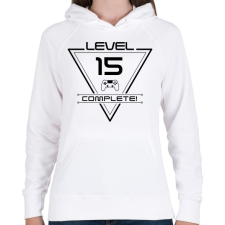 PRINTFASHION level-complete-15-black - Női kapucnis pulóver - Fehér női pulóver, kardigán