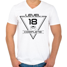 PRINTFASHION level-complete-18-black - Férfi V-nyakú póló - Fehér