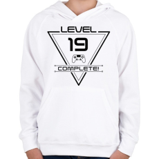 PRINTFASHION level-complete-19-black - Gyerek kapucnis pulóver - Fehér