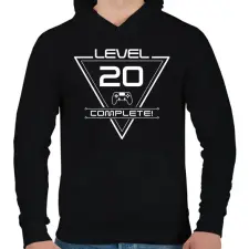 PRINTFASHION level-complete-20-white - Férfi kapucnis pulóver - Fekete férfi pulóver, kardigán