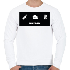 PRINTFASHION Level up - Diplomás minta - Férfi pulóver - Fehér