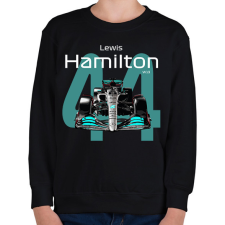 PRINTFASHION Lewis Hamilton 44 autóversenyző - fehér felirat - Gyerek pulóver - Fekete gyerek pulóver, kardigán