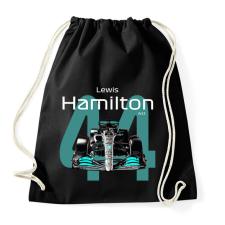 PRINTFASHION Lewis Hamilton 44 autóversenyző - fehér felirat - Sportzsák, Tornazsák - Fekete tornazsák