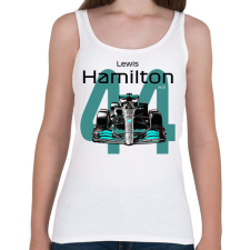 PRINTFASHION Lewis Hamilton 44 autóversenyző - fekete felirat - Női atléta - Fehér női trikó