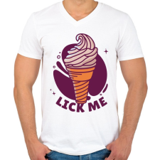 PRINTFASHION Lick me  - Férfi V-nyakú póló - Fehér férfi póló