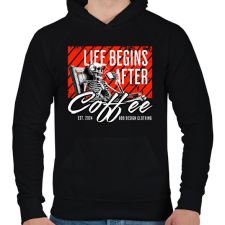 PRINTFASHION Life Begins After Coffee - Férfi kapucnis pulóver - Fekete férfi pulóver, kardigán