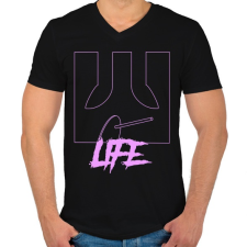 PRINTFASHION Life - Férfi V-nyakú póló - Fekete férfi póló