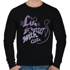 PRINTFASHION life is better with cats - Férfi pulóver - Fekete