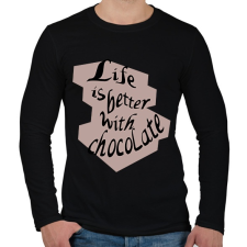 PRINTFASHION life is better with chocolate - Férfi hosszú ujjú póló - Fekete férfi póló