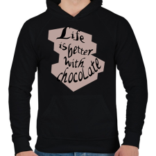 PRINTFASHION life is better with chocolate - Férfi kapucnis pulóver - Fekete férfi pulóver, kardigán