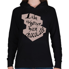 PRINTFASHION life is better with chocolate - Női kapucnis pulóver - Fekete
