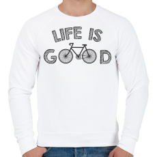 PRINTFASHION Life is good - Bike - Férfi pulóver - Fehér