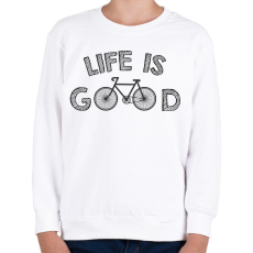 PRINTFASHION Life is good - Bike - Gyerek pulóver - Fehér