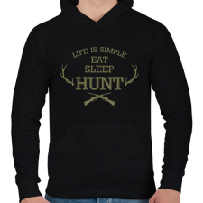 PRINTFASHION Life is simple - Hunt - Férfi kapucnis pulóver - Fekete férfi pulóver, kardigán