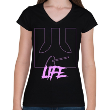 PRINTFASHION Life - Női V-nyakú póló - Fekete női póló