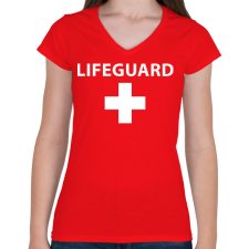 PRINTFASHION Lifeguard - Női V-nyakú póló - Piros női póló