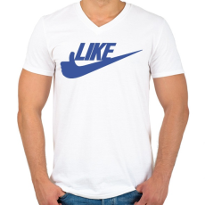 PRINTFASHION LIKE - Férfi V-nyakú póló - Fehér