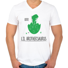 PRINTFASHION Lil Brothersaurus - Férfi V-nyakú póló - Fehér férfi póló