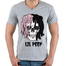 PRINTFASHION Lil Peep - Férfi V-nyakú póló - Sport szürke férfi póló