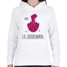 PRINTFASHION Lil Sistersaurus - Női kapucnis pulóver - Fehér