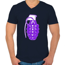 PRINTFASHION Lila gránát - Férfi V-nyakú póló - Sötétkék férfi póló