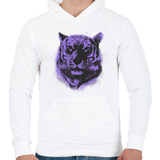 PRINTFASHION Lila tigris - Férfi kapucnis pulóver - Fehér