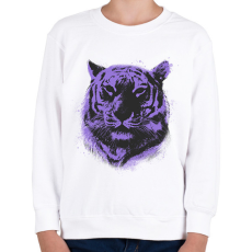 PRINTFASHION Lila tigris - Gyerek pulóver - Fehér