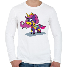 PRINTFASHION Lila unikornis - Férfi hosszú ujjú póló - Fehér férfi póló