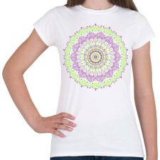 PRINTFASHION Lila-zöld mandala - Női póló - Fehér női póló