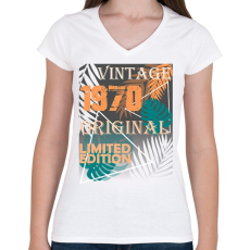 PRINTFASHION limited 1970 - Női V-nyakú póló - Fehér