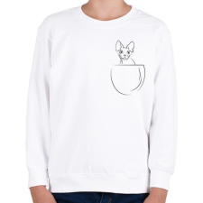 PRINTFASHION Line cat in the pocket - Gyerek pulóver - Fehér gyerek pulóver, kardigán