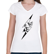 PRINTFASHION Line woman - Női V-nyakú póló - Fehér