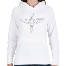 PRINTFASHION linebirdbk-01.png - Női kapucnis pulóver - Fehér női pulóver, kardigán