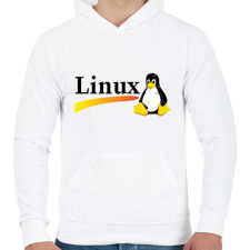 PRINTFASHION Linux is the best! - Férfi kapucnis pulóver - Fehér férfi pulóver, kardigán