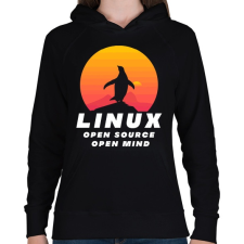 PRINTFASHION Linux - open source - Női kapucnis pulóver - Fekete női pulóver, kardigán