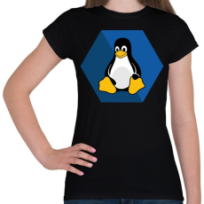 PRINTFASHION Linux Tux - Női póló - Fekete