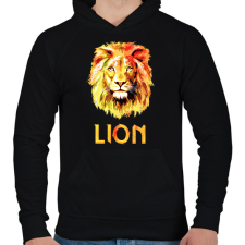 PRINTFASHION LION FACE - Férfi kapucnis pulóver - Fekete férfi pulóver, kardigán