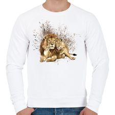 PRINTFASHION LION FAMILY - Férfi pulóver - Fehér férfi pulóver, kardigán