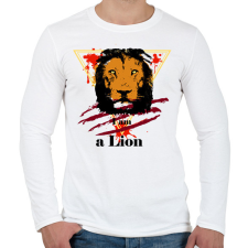 PRINTFASHION Lion - Férfi hosszú ujjú póló - Fehér férfi póló